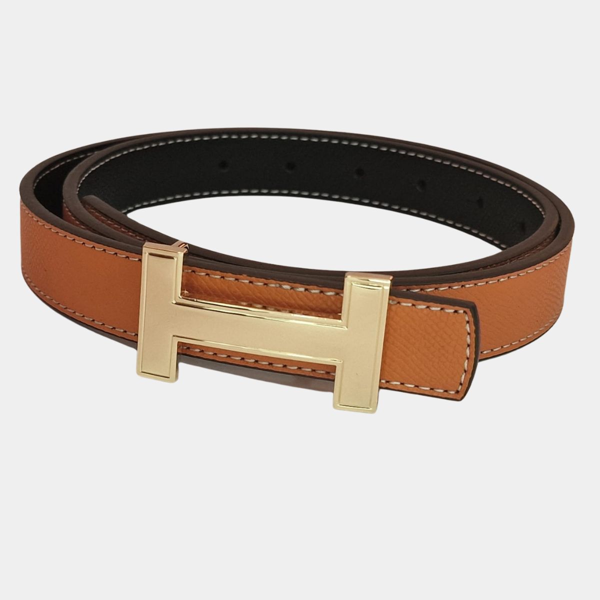 Дамски двулицев колан Hermès от естествена кожа
